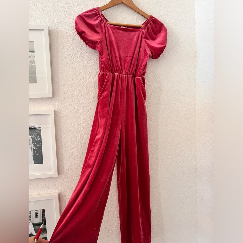 Red velvet jumpsuit